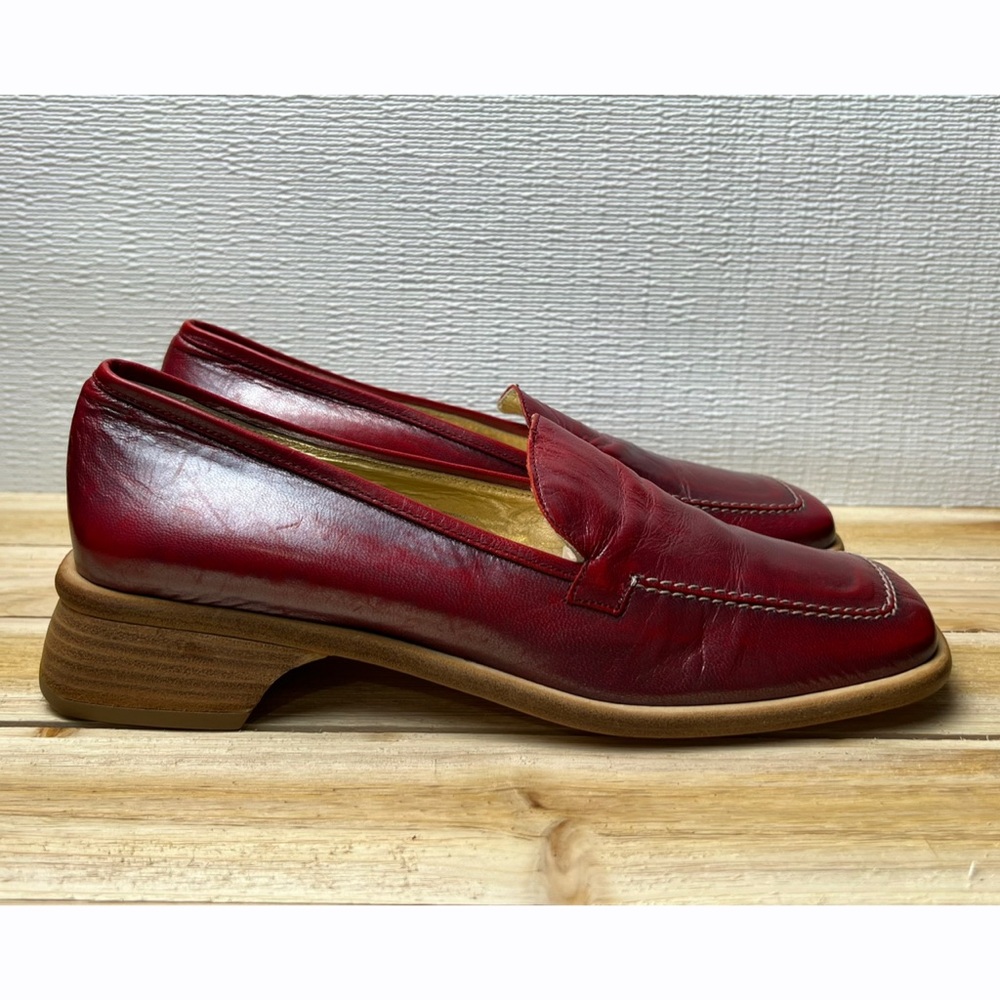 Julie‎ Dee Women’s 40 Red Patent Leather Block Heel Loafers